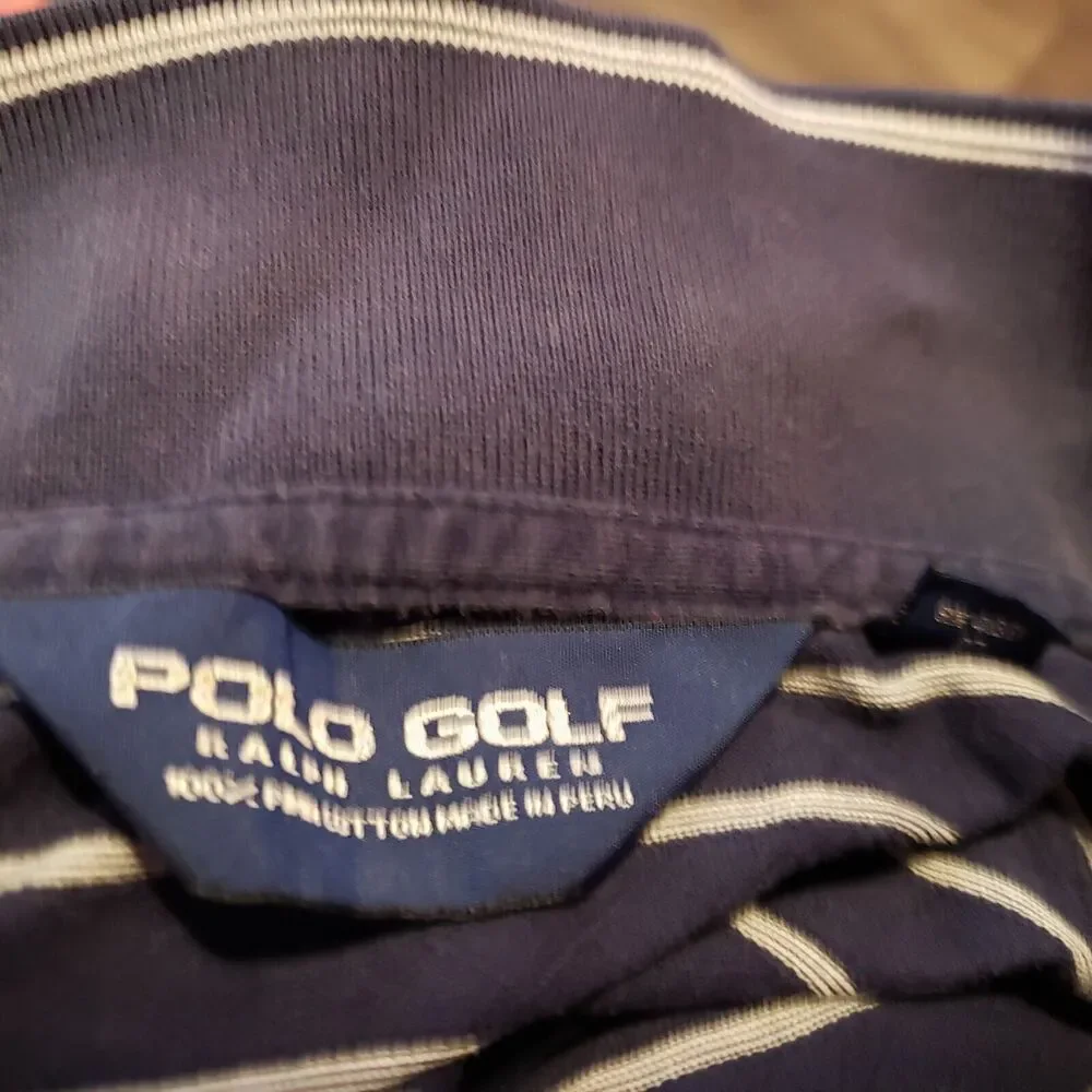 Polo Golf Ralph Lauren Blue White Striped Men's Pullover Shirt Sz L